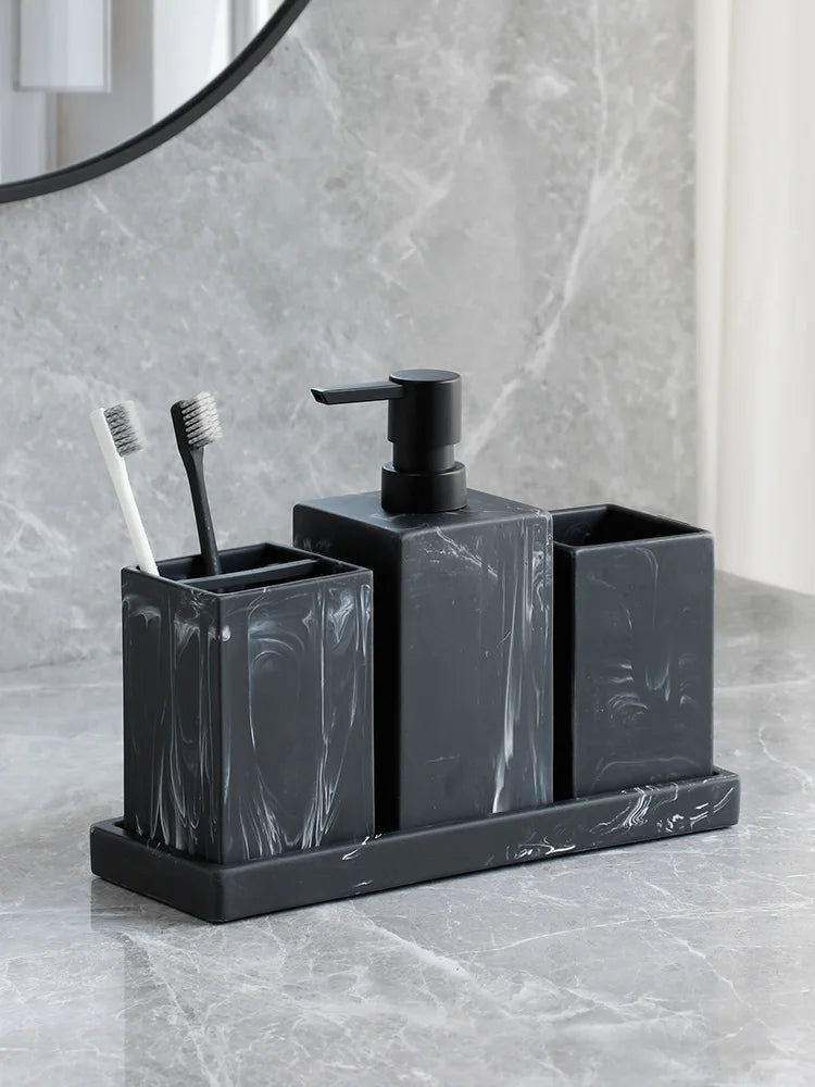 Marble Look Bathroom Accessories Set
