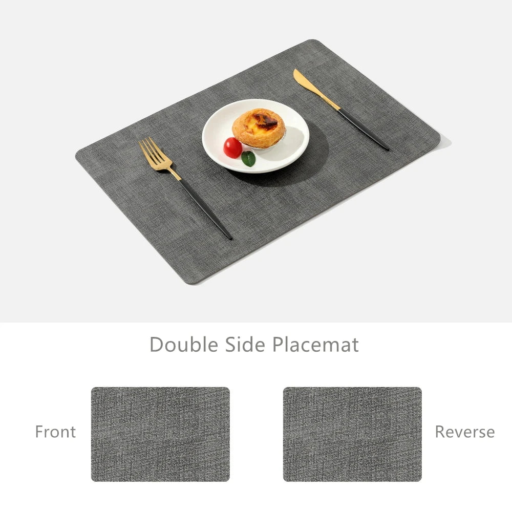 Placemats Dual Sided,Faux Leather Place Meal Mats Indoor Placemats for Dining Table Outdoor Square Non-Slip Washable Table Mats