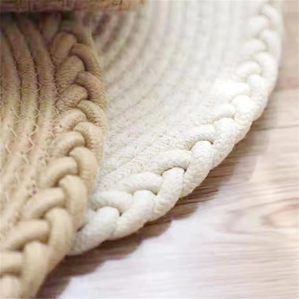 Hand-Woven Jute Floor Mats, Simple Cotton Linen Rug, Eco-friendly Doormat, Non-Slip Rugs, Cushion Entrance Carpet for Bedroom
