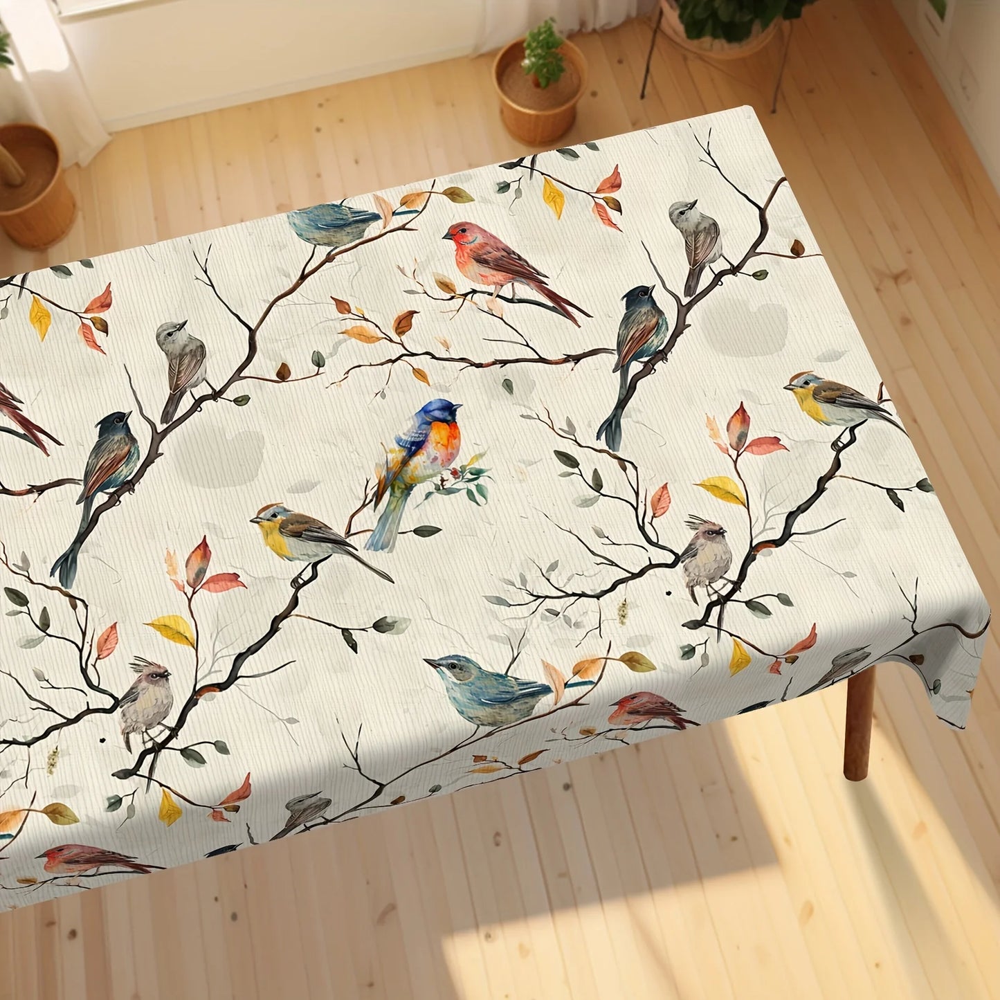 Exotic Flower and Bird Series Rectangular Dustproof Coffee Table Restaurant Tablecloth Holiday Party Dinner Decoration Cloth