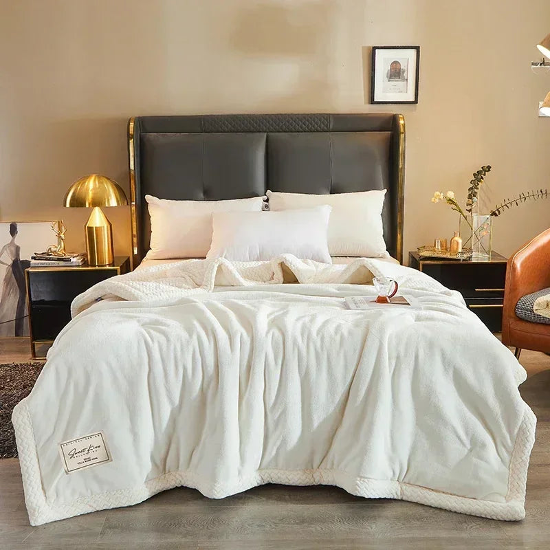 High End Autumn Winter Thickened Warm Blankets for Beds Soft Milk Fleece Warmth Single Double Blanket Beibei Velvet Comforter