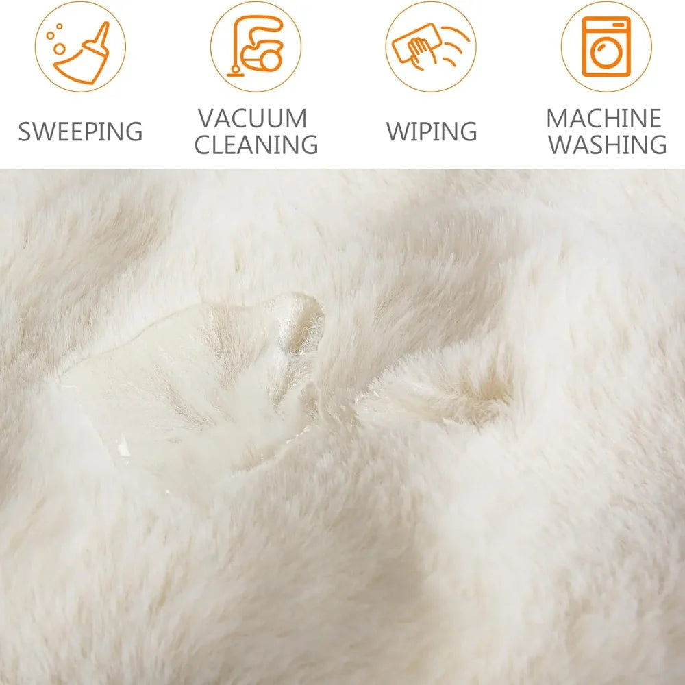 Faux Rabbit Carpet for Bedroom Hairy Fluffy Mat Washable Area Rug Shaggy Soft Christmas Decoration Luxury Kid Room Sofa Decor