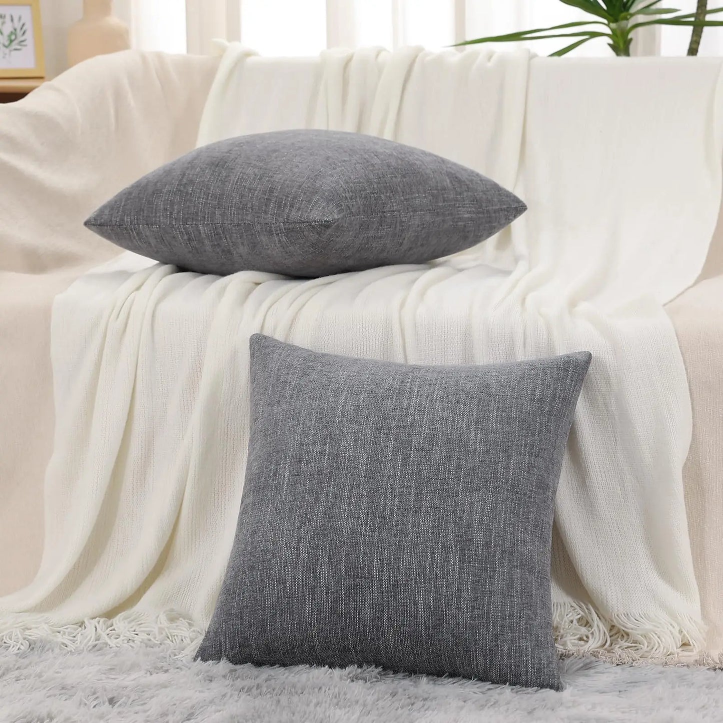 Homaxy Chenille Cushion Cover 45x45cm Throw Pillow Cover Soft Luxury Pillowcase For Sofa Living Room Decorative Pillowcase 40x40