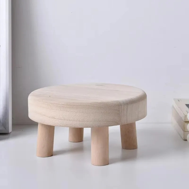 Wooden Low Stool Children's Stool Home Flower Pot Frame Entrance Round Shoe Changing Stool Small Wooden Stool