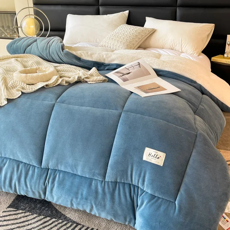 New Thick Milk Fleece Warm Blanket for Winter Artificial Lamb Cashmere Duvet Comforter Soft Warmth Weighted Blankets Quilt Core