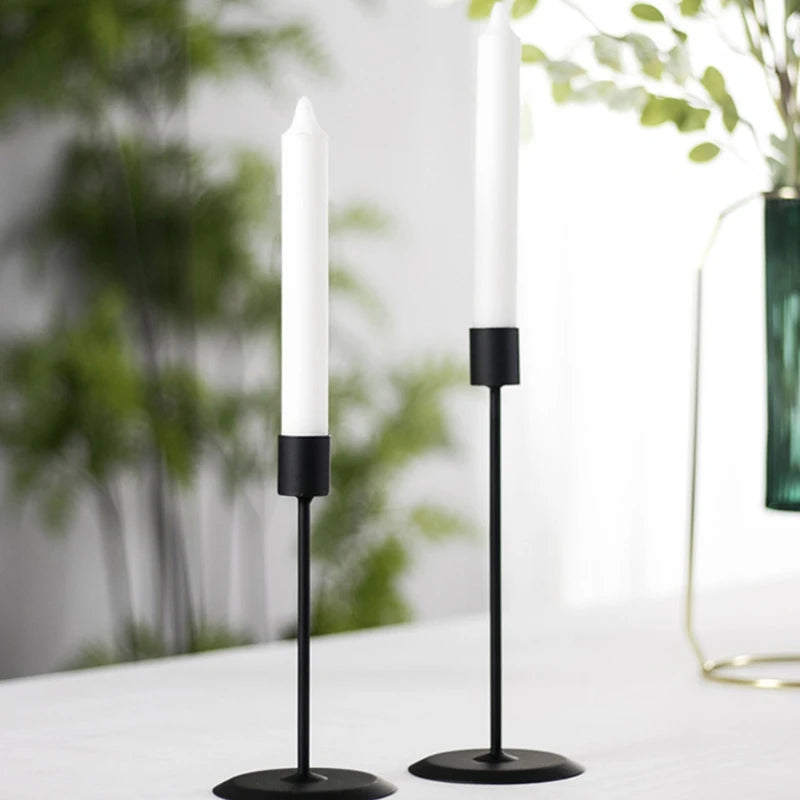 Elegant Black Metal Candle Holders