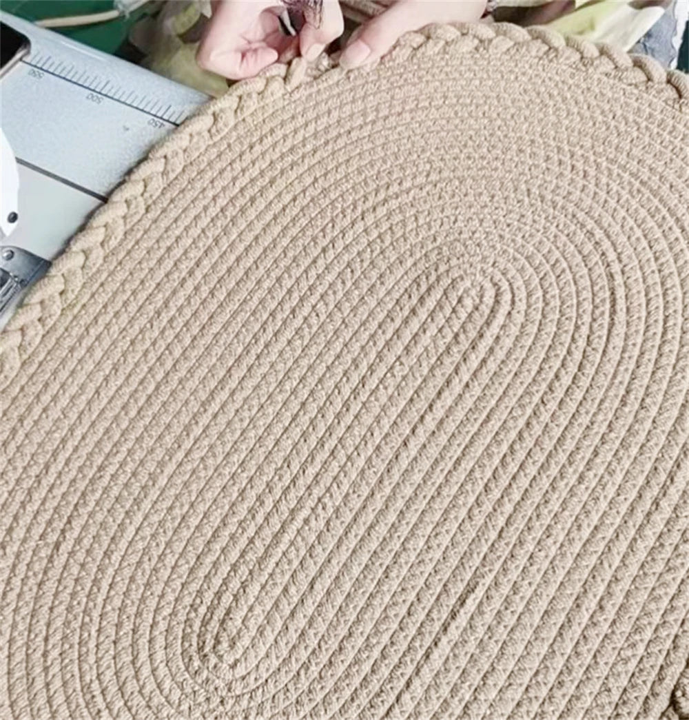 Hand-Woven Jute Floor Mats, Simple Cotton Linen Rug, Eco-friendly Doormat, Non-Slip Rugs, Cushion Entrance Carpet for Bedroom