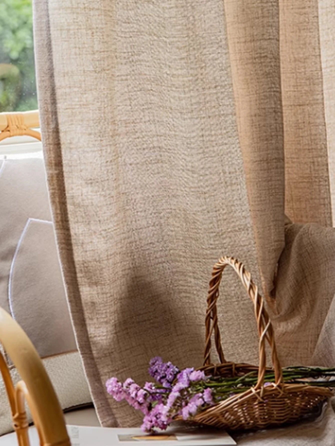 Wholesales Ready Made Sheer Japanese Korean style Linen Curtains Farmhouse Cheap Linen Semi Sheer Curtains For Home Door Living