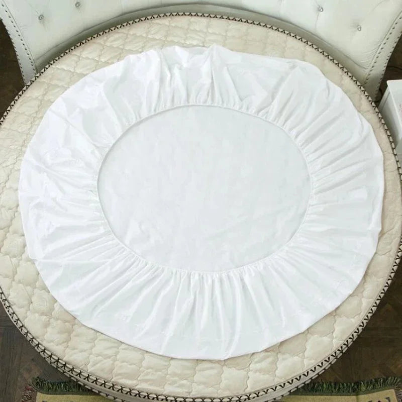 100% Cotton Round Fitted Bed Sheet Set with Elastic Band