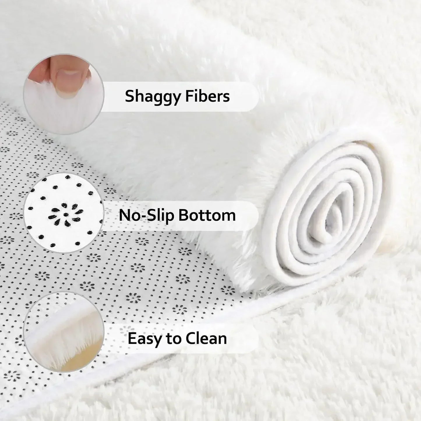 Fluffy Cream White Sheepskin Rug for Bedroom and Living Room Decor - Silk Wool Rugs Rugs for Bedroom Kawaii Rug Room Decor