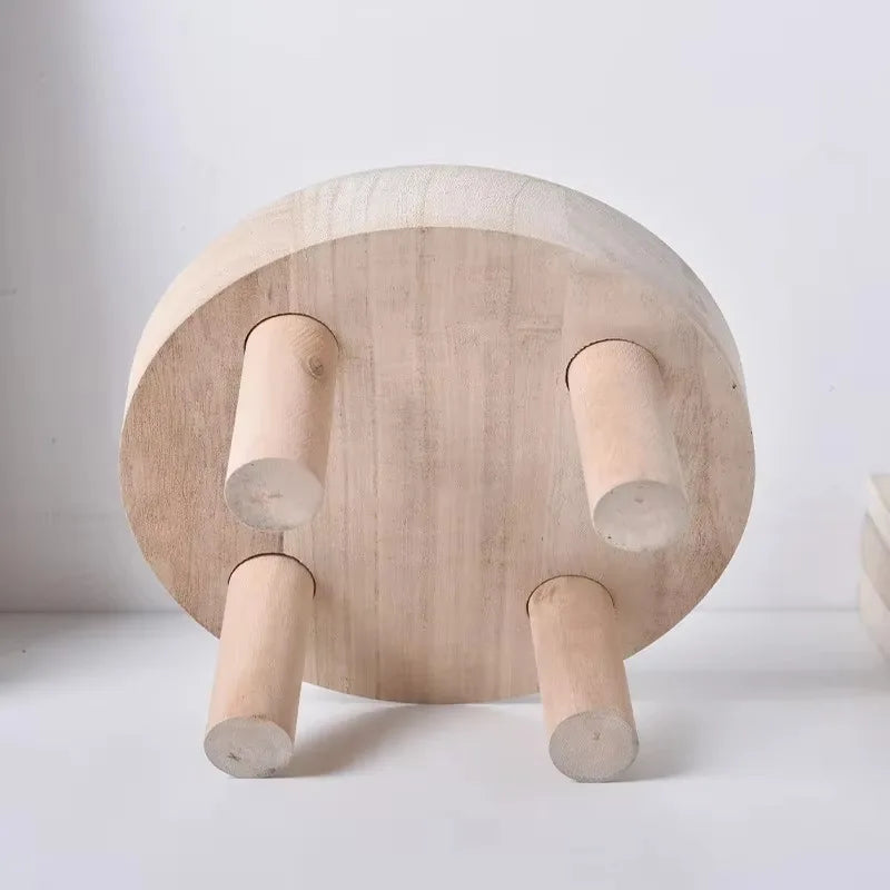 Wooden Low Stool Children's Stool Home Flower Pot Frame Entrance Round Shoe Changing Stool Small Wooden Stool