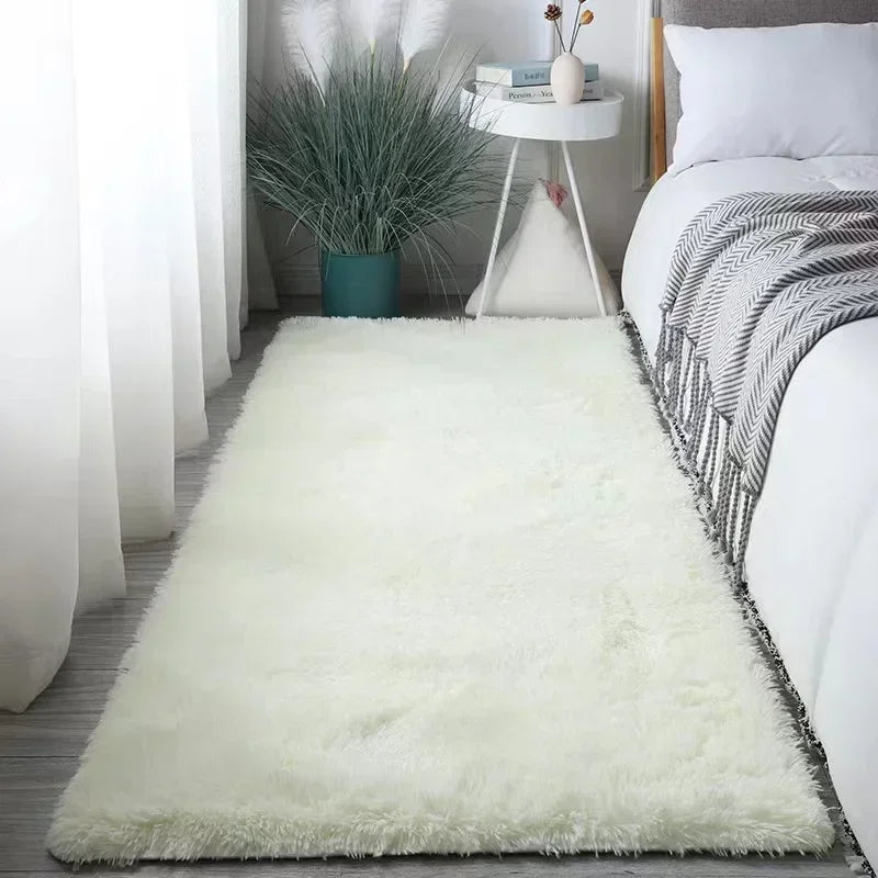 Fluffy Cream White Sheepskin Rug for Bedroom and Living Room Decor - Silk Wool Rugs Rugs for Bedroom Kawaii Rug Room Decor