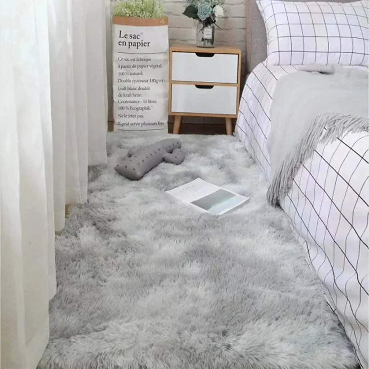Fluffy Cream White Sheepskin Rug for Bedroom and Living Room Decor - Silk Wool Rugs Rugs for Bedroom Kawaii Rug Room Decor