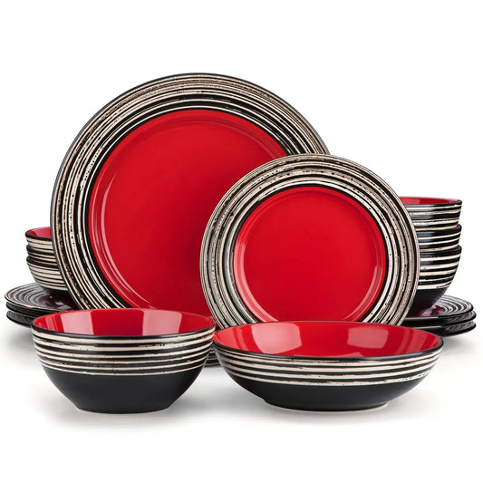 VANCASSO ARBRE 16/32 Piece Stoneware Dinnerware Set with Dinner/Dessert Plate Cereal/Pasta Bowl Service for 4/8 Person 3 color