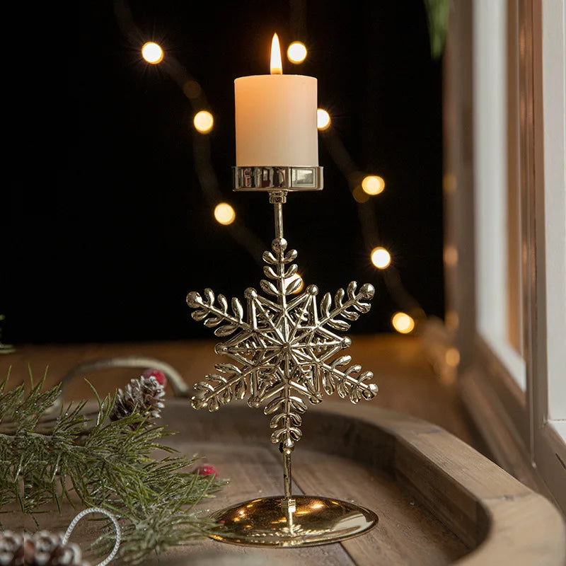 Christmas Golden Wrought Iron Candle Holder