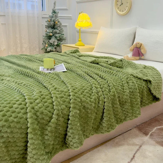 Winter Plaid Blankets for Beds Luxury Warm Sofa Blnket Fluffy Blankets Queen King Size Bedding Imitation Fur Bed Sofa Cover