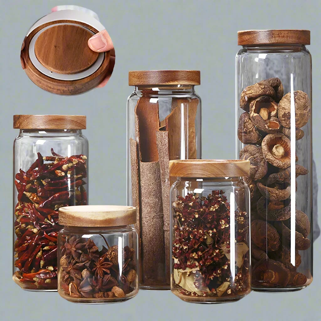 Glass Food Storage Jar with Bamboo Lid