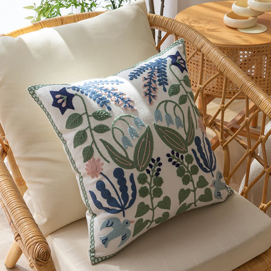 Pure Cotton Embroidery  Office Cushion Pillowcase Car Cushion Cover45X45CM   Lumbar Pillowcase Sofa Pillowcase