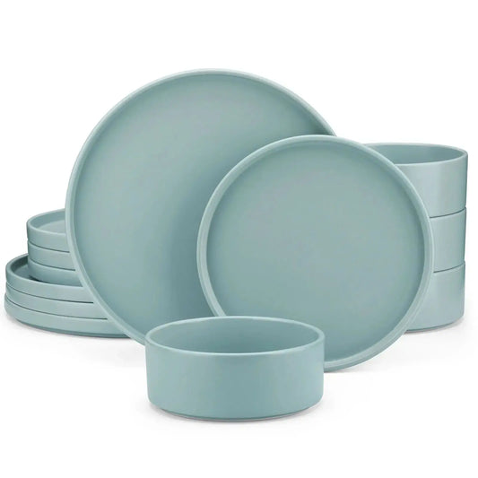 VANCASSO VENUS Serie 12/24/36 Piece BLUE Stoneware Tableware Set with Dinner/Dessert Plate/Bowl For 4/8/12 people
