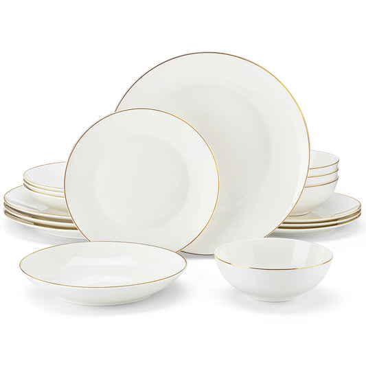 MALACASA 16/32-PIECE Nordic European White Porcelain Tableware Set with Bowl/Dinner Plate/Dessert/Soup Plate Set for 4/8