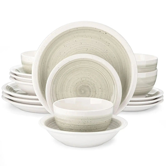 VANCASSO ORI 16/32 Piece  Stoneware Tableware Set with Dinner/Dessert Plate Cereal/Pasta Bowl  for 4/8 person 4 color Optional