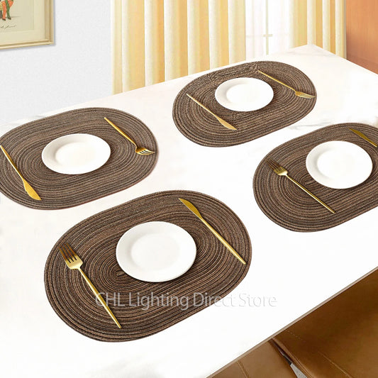 Placemats Set of 4 for Dining Table,Washable,Woven Vinyl,Placemat,Heat-Resistant,Durable,Table Mat for dinner kitchen,Placemats