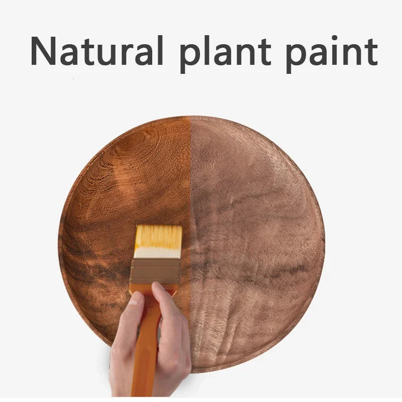 Japanese Household Dishes Acacia Wood Round Tableware Salad Dessert Tray Vintage Wood Dinnerware Set Plates Serving Platter