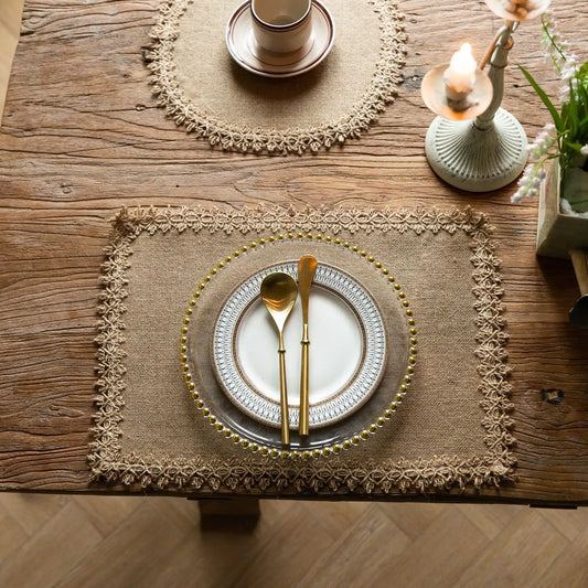 Vintage Table Mats with Jute Lace