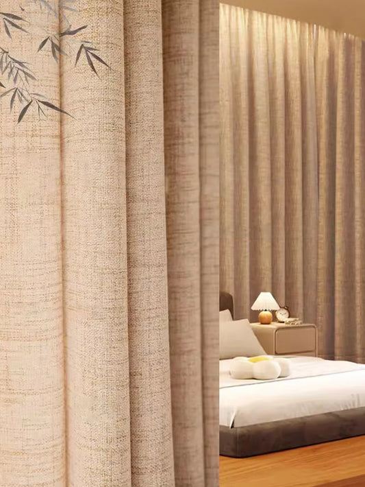 Wholesales Ready Made Sheer Japanese Korean style Linen Curtains Farmhouse Cheap Linen Semi Sheer Curtains For Home Door Living